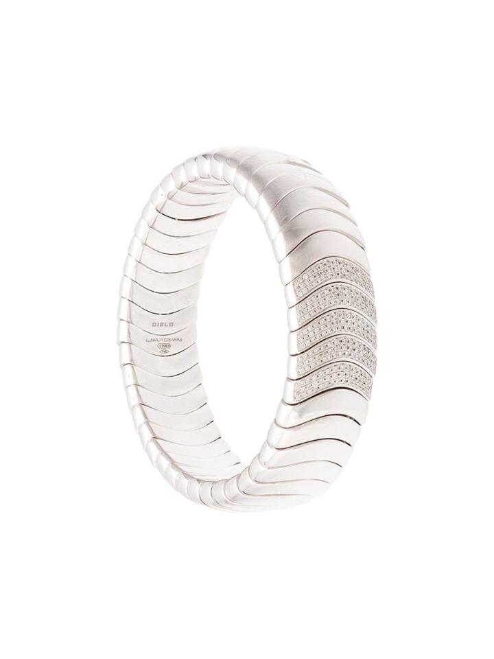 Mattia Cielo 18kt White Gold Universo Diamond Stretch Bangle - Silver