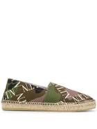 Valentino Logo Grid Camouflage Espadrilles - Green