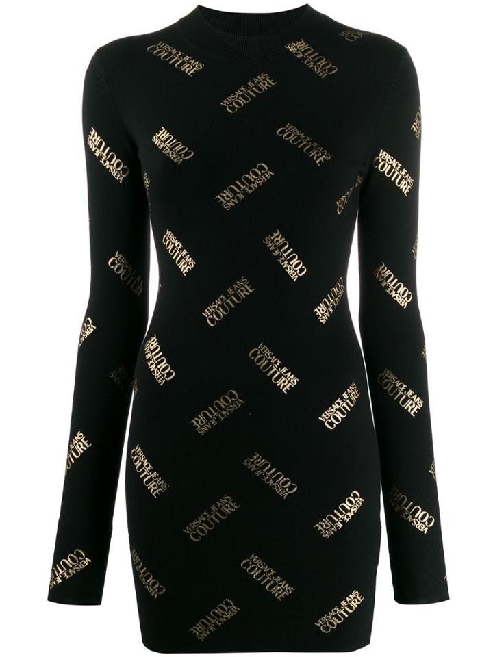 Versace Jeans Couture Foil Logo Print Dress - Black