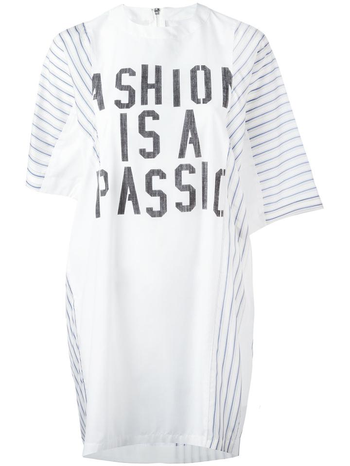 Sacai Statement Print T-short Dress, Women's, Size: 3, White, Cotton/polyester/cupro