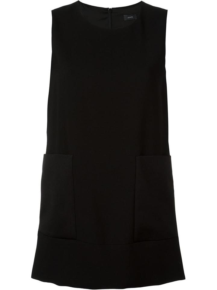 Joseph Longline Oversized Pockets Vest, Women's, Size: 42, Black, Acetate/polyester/spandex/elastane/cupro