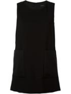 Joseph Longline Oversized Pockets Vest, Women's, Size: 42, Black, Acetate/polyester/spandex/elastane/cupro