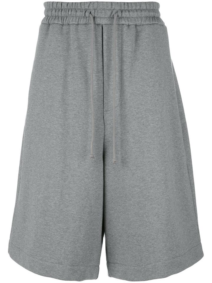 Juun.j Embroidered Track Shorts, Size: 48, Grey, Cotton