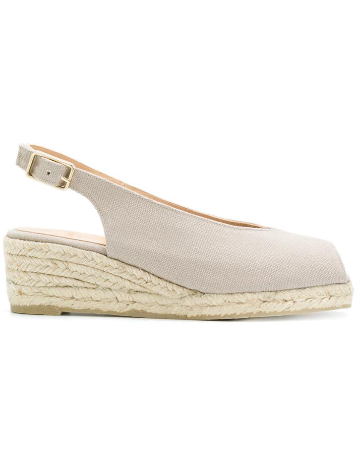 Castañer Peep Toe Slingback Espadrille Sandals - Grey