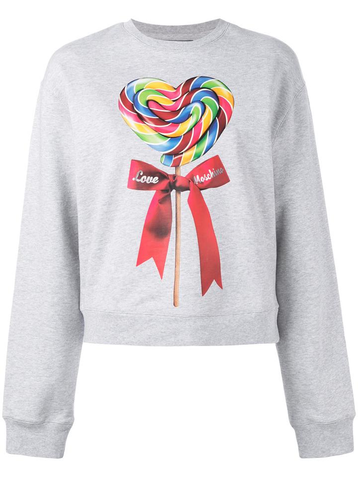 Love Moschino Lollipop Print Sweatshirt, Women's, Size: 40, Grey, Cotton