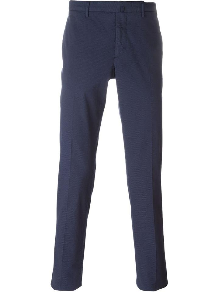 Incotex Jacquard Trousers, Men's, Size: 50, Blue, Cotton/spandex/elastane
