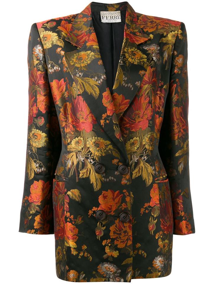 Gianfranco Ferré Pre-owned 1990s Floral Brocade Jacket - Black