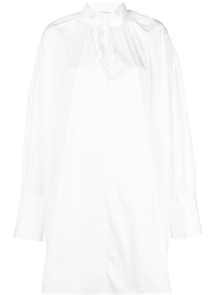 The Row Tie Collar Shirt Dress - White