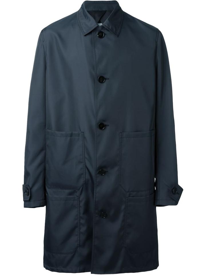 Maison Margiela Classic Trench Coat, Men's, Size: 48, Blue, Polyester/cotton/viscose