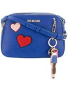 Love Moschino Heart Patches Crossbody Bag - Blue