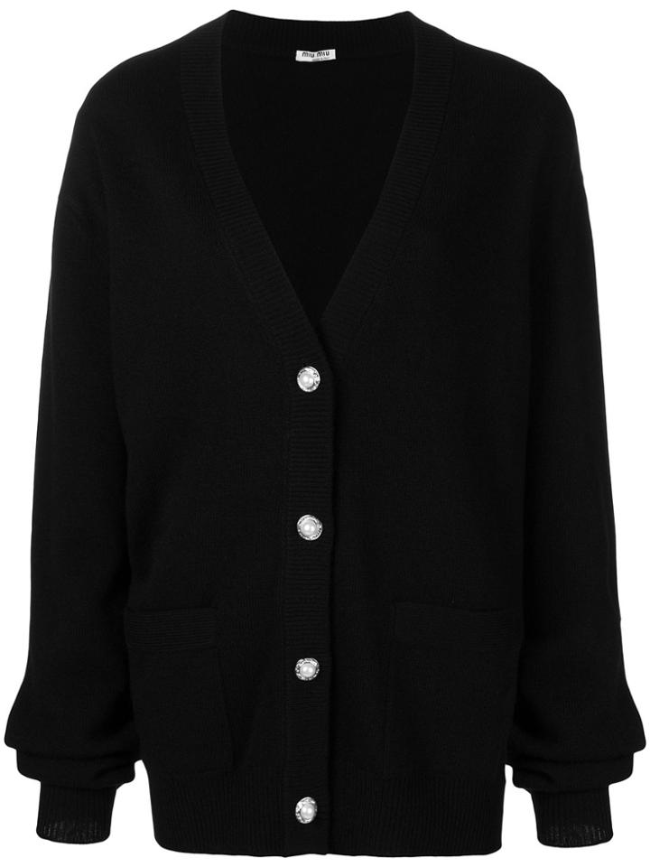 Miu Miu V-neck Button Cardigan - Black