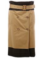 Maison Margiela Contrast Panel Skirt, Women's, Size: 38, Nude/neutrals, Cotton/polyamide/spandex/elastane/wool