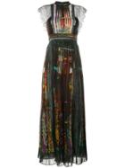 Valentino 'cuban Forest' Printed Long Dress - Black