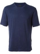 Z Zegna Round Neck T-shirt, Men's, Size: Xxl, Blue, Linen/flax/spandex/elastane