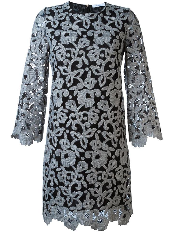 Blumarine Floral Lace Shift Dress, Women's, Size: 38, Grey, Polyamide/polyester/wool