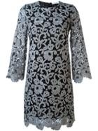 Blumarine Floral Lace Shift Dress, Women's, Size: 38, Grey, Polyamide/polyester/wool