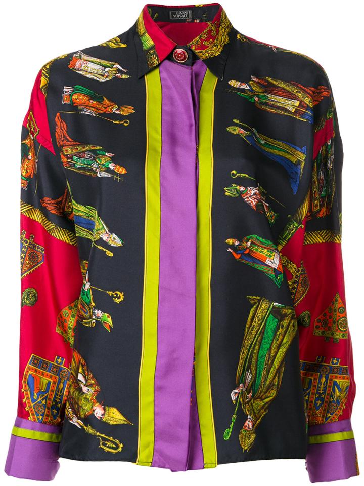 Versace Vintage I Papi Pope Printed Shirt - Multicolour