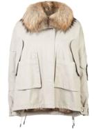 Yves Salomon Fur Collar Zipped Jacket - Neutrals
