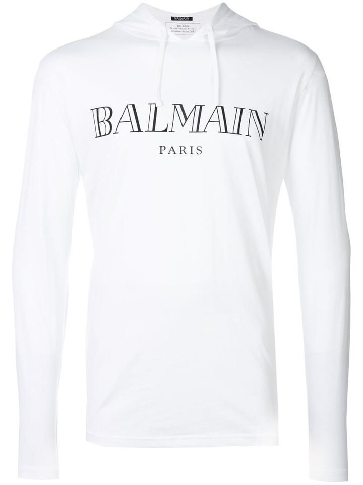 Balmain - Branded Hoodie - Men - Cotton - S, White, Cotton