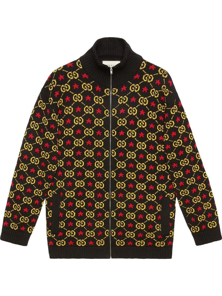 Gucci Gg Star Cotton Jacquard Bomber Jacket - Black