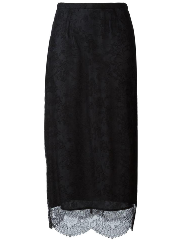 Rochas Lace Overlay Midi Skirt