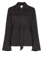 Usisi Emilie Zip-up Tie Waist Jacket - Black