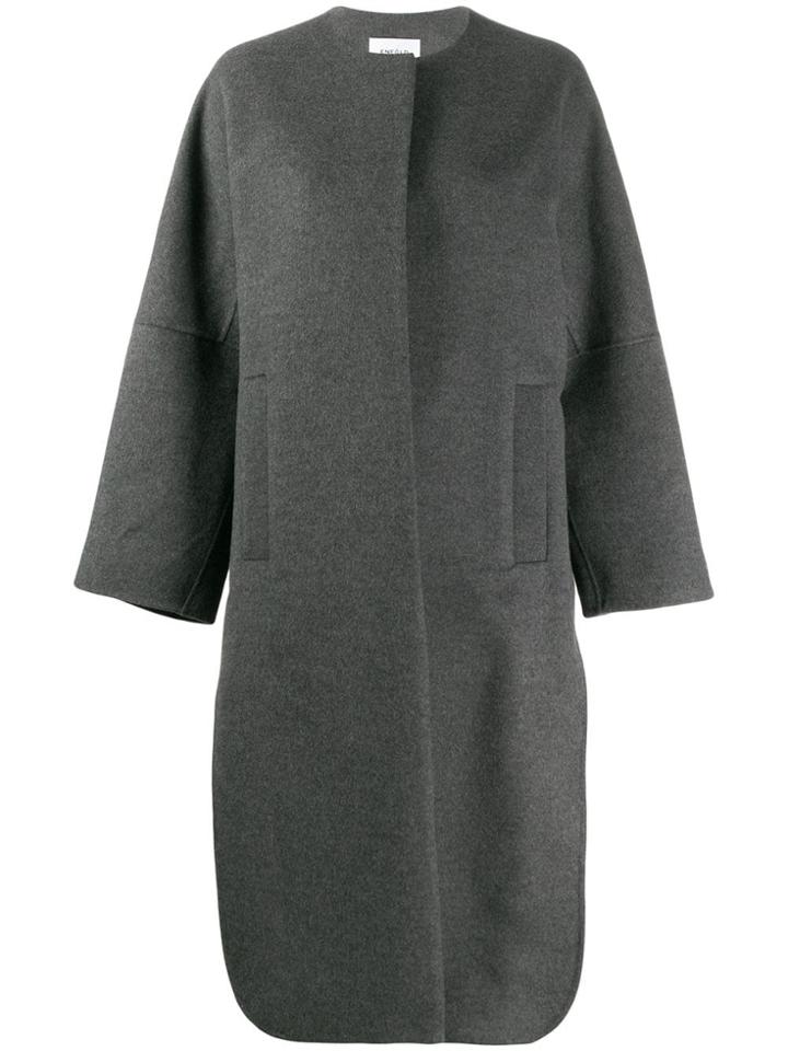Enföld Concealed Front Coat - Grey
