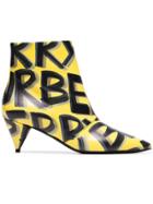 Burberry Yellow And Black Lf Wilsbeck Graffiti 55 Leather Ankle Boots