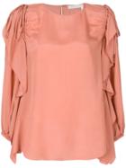 See By Chloé Frill Trimmed Blouse - Pink & Purple