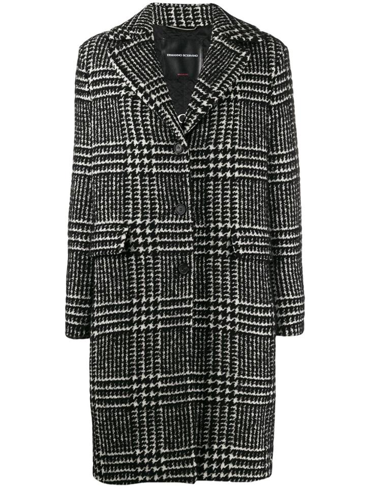 Ermanno Scervino Houndstooth Single-breasted Coat - Black