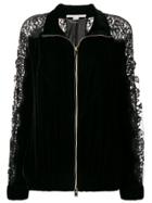 Stella Mccartney Lace Panel Velvet Bomber Jacket - Black
