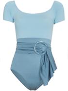 Leslie Amon Blue Belted Swimsuit