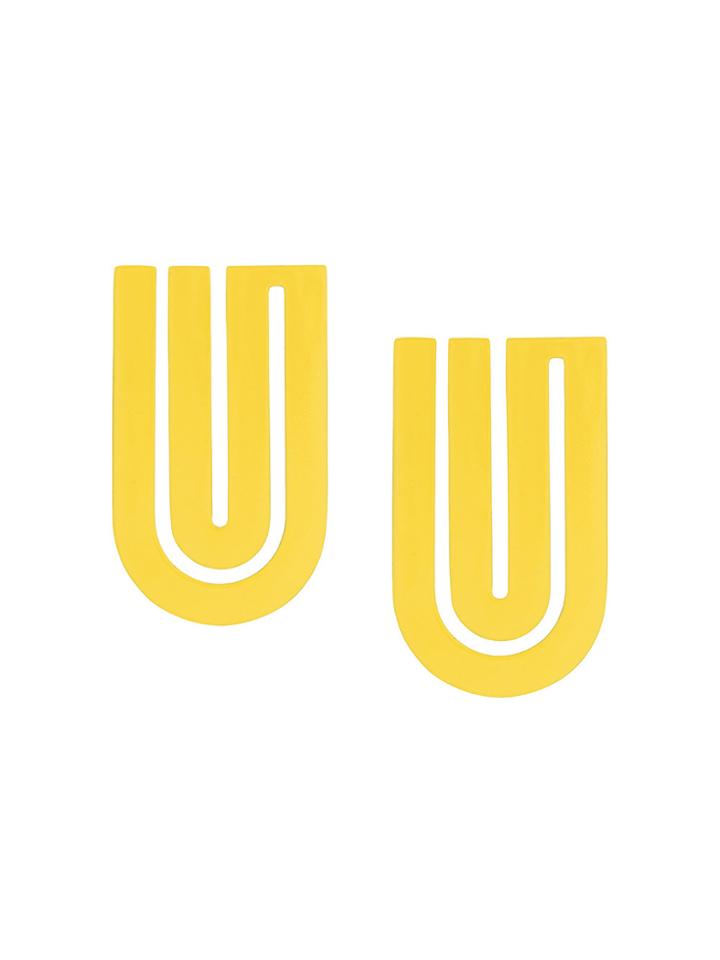 Uncommon Matters U Shape Earrings - Yellow & Orange