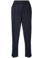 Brunello Cucinelli High Waisted Cropped Trousers - Blue