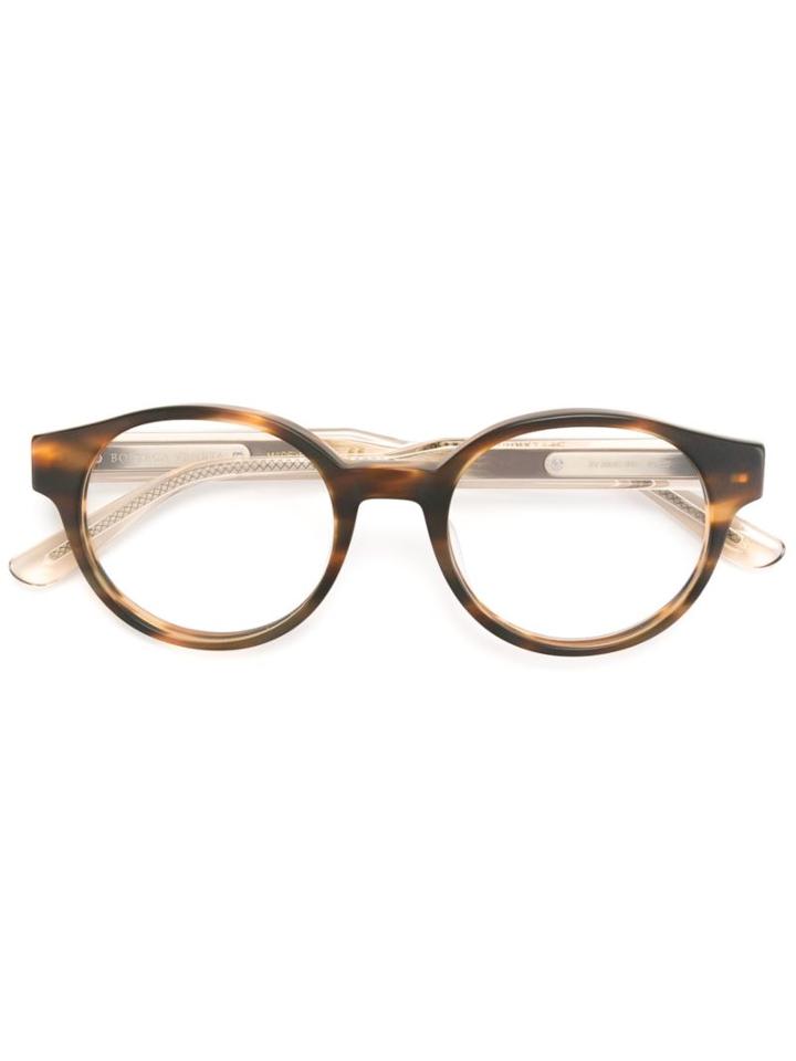 Bottega Veneta Round Frame Glasses, Brown, Acetate