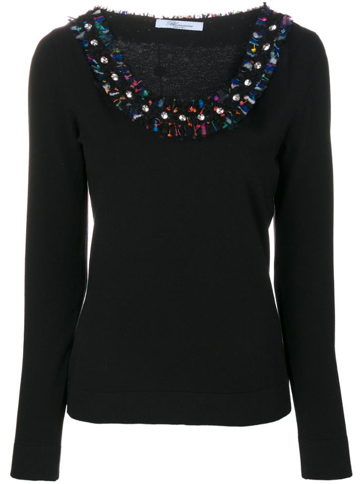 Blumarine Embellished Collar Sweater - Black