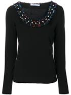 Blumarine Embellished Collar Sweater - Black