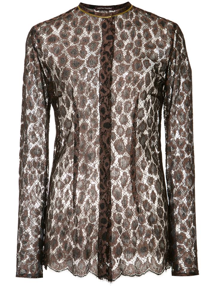 Sophie Theallet - Lace Shirt - Women - Polyamide/viscose - 6, Brown, Polyamide/viscose