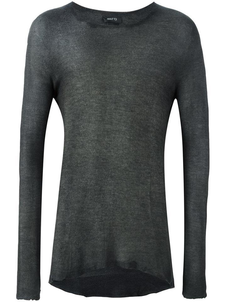Avant Toi Raw-edge Jumper, Men's, Size: Medium, Grey, Silk/polyester/cashmere