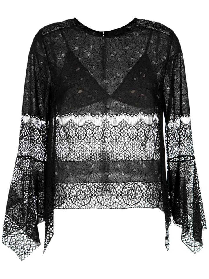 Nk Lace Inserts Blouse - Black