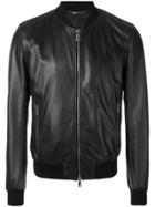 Dolce & Gabbana Leather Bomber Jacket - Black