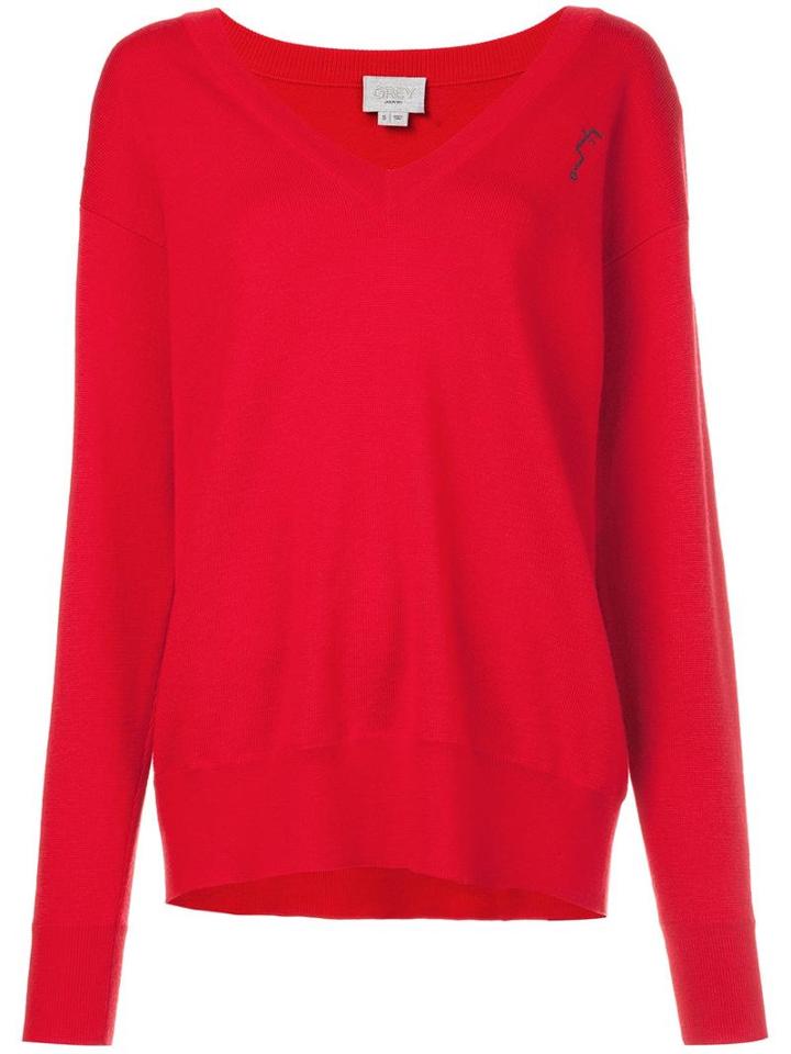 Grey Jason Wu Crew Neck Jumper, Women's, Size: Large, Red, Merino
