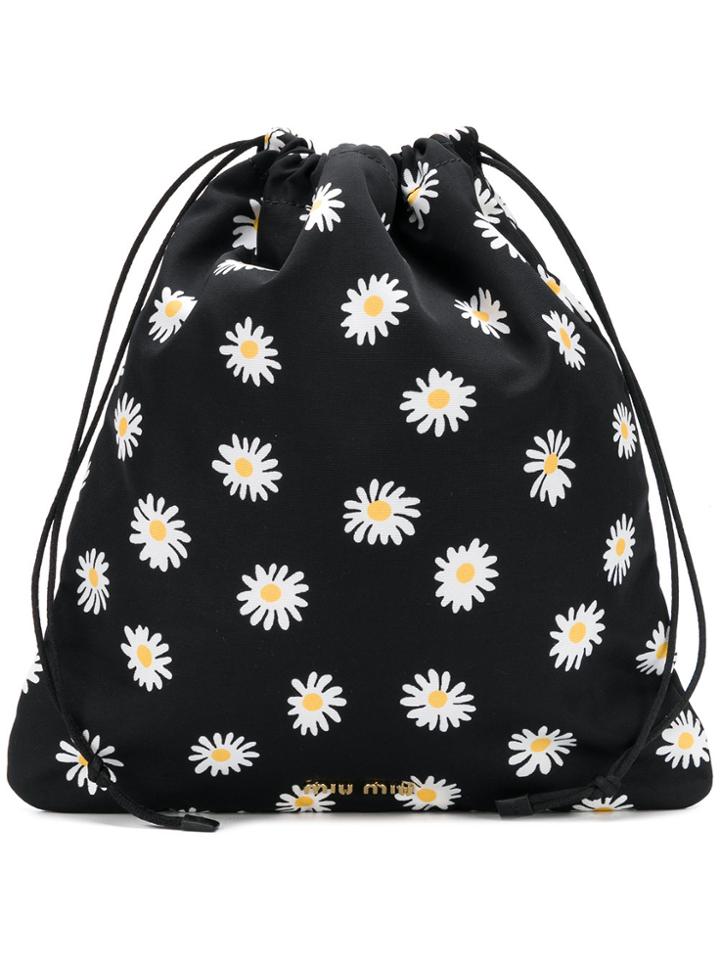 Miu Miu Flower Print Pouch - Black