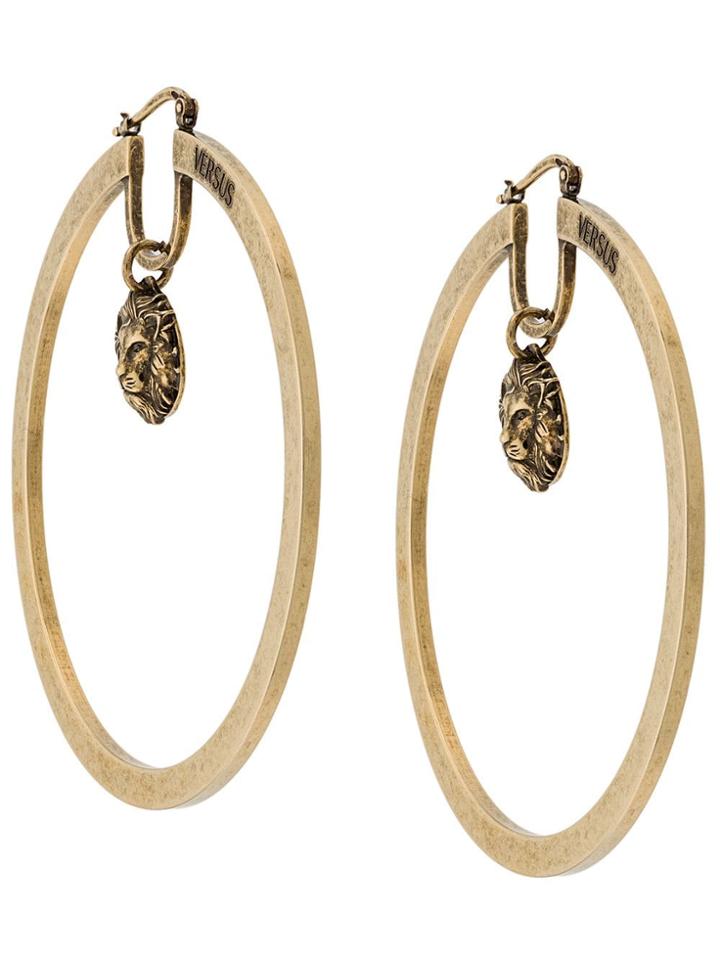 Versus Logo Pendant Hoop Earrings - Gold
