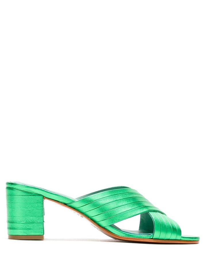 Blue Bird Shoes Mule Couro Metalizado Verde - Green