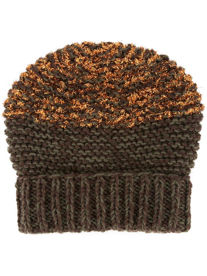 0711 Fuzzy Knit Beanie - Brown