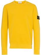 Stone Island Yellow Crew Neck Logo Patch Cotton Sweatshirt - Yellow &