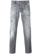 Dolce & Gabbana Ripped Detail Jeans, Men's, Size: 48, Grey, Cotton