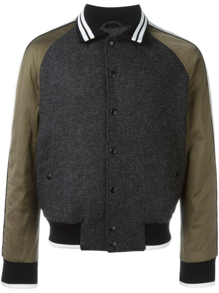 Lanvin Baseball Bomber Jacket, Men's, Size: 46, Grey, Polyester/virgin Wool