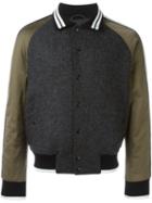 Lanvin Baseball Bomber Jacket, Men's, Size: 46, Grey, Polyester/virgin Wool